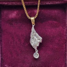 Load image into Gallery viewer, Vintage 18ct Yellow & White Gold Brilliant Cut Diamond Drop Pendant back