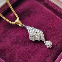 Load image into Gallery viewer, Vintage 18ct Yellow & White Gold Brilliant Cut Diamond Drop Pendant with chain in box