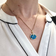 Load image into Gallery viewer, Vintage 14k Yellow Gold Turquoise Pendant modelled with chain