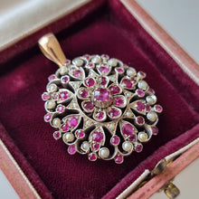 Load image into Gallery viewer, Antique 9ct Gold & Silver Ruby and Pearl Pendant