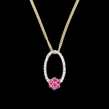 Load image into Gallery viewer, 14K Yellow Gold Ruby and Diamond Cluster Pendant with Chain