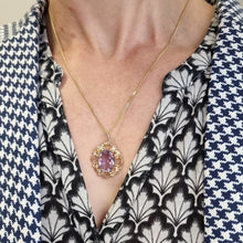 Load image into Gallery viewer, Antique 9ct Rose Gold Amethyst Pendant modelled with chain