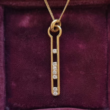 Load image into Gallery viewer, Vintage 18ct Yellow Gold Diamond Keyhole Pendant with chain, in box
