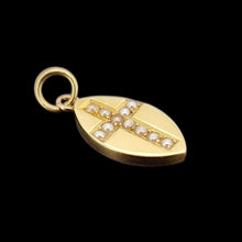 Load image into Gallery viewer, Edwardian 15ct Gold Seed Pearl Cross Pendant side