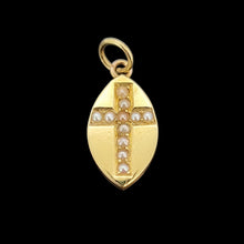 Load image into Gallery viewer, Edwardian 15ct Gold Seed Pearl Cross Pendant front