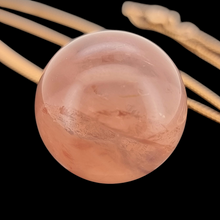 Load image into Gallery viewer, 9ct Gold Rose Quartz Orb Pendant with 18" Curb Chain