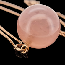 Load image into Gallery viewer, 9ct Gold Rose Quartz Orb Pendant with 18" Curb Chain