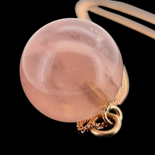 Load image into Gallery viewer, 9ct Gold Rose Quartz Orb Pendant with 18" Curb Chain