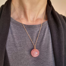 Load image into Gallery viewer, 9ct Gold Rose Quartz Orb Pendant with 18" Curb Chain