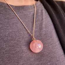 Load image into Gallery viewer, 9ct Gold Rose Quartz Orb Pendant with 18" Curb Chain