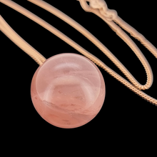 Load image into Gallery viewer, 9ct Gold Rose Quartz Orb Pendant with 18" Curb Chain
