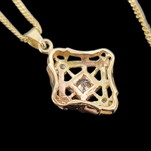 Load image into Gallery viewer, Vintage 14K Gold Diamond Pendant, 0.75ct with Curb Chain back
