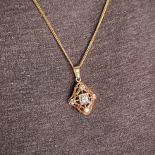 Load image into Gallery viewer, Vintage 14K Gold Diamond Pendant, 0.75ct with Curb Chain modelled