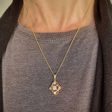 Load image into Gallery viewer, Vintage 14K Gold Diamond Pendant, 0.75ct with Curb Chain modelled