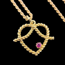 Load image into Gallery viewer, Antique 15ct Gold Ruby Heart Pendant with 15ct Gold Rope Chain front