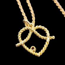 Load image into Gallery viewer, Antique 15ct Gold Ruby Heart Pendant with 15ct Gold Rope Chain back