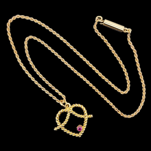 Load image into Gallery viewer, Antique 15ct Gold Ruby Heart Pendant with 15ct Gold Rope Chain front