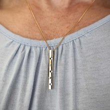 Load image into Gallery viewer, Vintage 9ct Yellow Gold Diamond Bar Pendant with 9ct Gold Chain