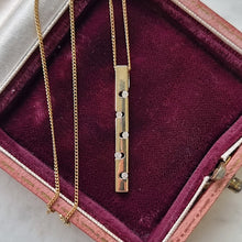 Load image into Gallery viewer, Vintage 9ct Yellow Gold Diamond Bar Pendant with 9ct Gold Chain
