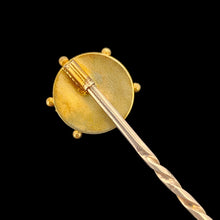 Load image into Gallery viewer, An antique tie or stick pin in yellow gold, on a black background