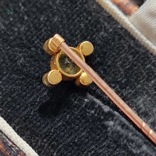 Load image into Gallery viewer, Antique 15ct & 9ct Gold Peridot and Pearl Tie/Stick Pin head, back
