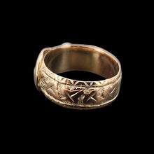 Load image into Gallery viewer, Victorian 9ct Gold Embossed Buckle Ring, Hallmarked Birmingham 1889 side
