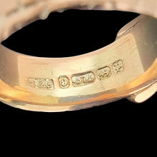 Load image into Gallery viewer, Victorian 9ct Gold Embossed Buckle Ring, Hallmarked Birmingham 1889 hallmark and maker's mark