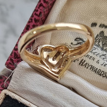 Load image into Gallery viewer, Vintage 9ct Yellow Gold Diamond Heart Ring, 0.15ct behind head, in box