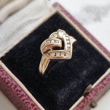 Load image into Gallery viewer, Vintage 9ct Yellow Gold Diamond Heart Ring, 0.15ct in box