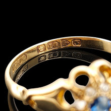 Load image into Gallery viewer, Edwardian 18ct Gold Sapphire and Diamond Cluster Ring, Hallmarked Chester 1906