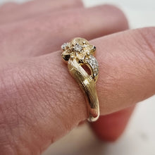 Load image into Gallery viewer, Vintage 9ct Gold Diamond Flower Ring, Hallmarked 1998 modelled