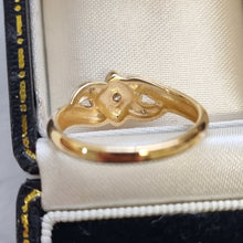 Load image into Gallery viewer, Vintage 9ct Gold Diamond Flower Ring, Hallmarked 1998 behind head