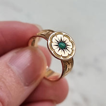 Load image into Gallery viewer, Victorian 9ct Gold Turquoise Mizpah Ring, Hallmarked Birmingham 1876 in hand
