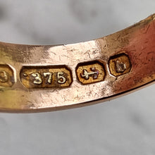 Load image into Gallery viewer, Victorian 9ct Gold Turquoise Mizpah Ring, Hallmarked Birmingham 1876 hallmark