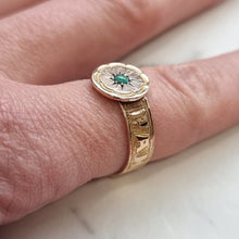 Load image into Gallery viewer, Victorian 9ct Gold Turquoise Mizpah Ring, Hallmarked Birmingham 1876 modelled