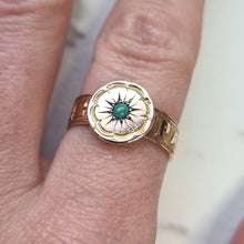 Load image into Gallery viewer, Victorian 9ct Gold Turquoise Mizpah Ring, Hallmarked Birmingham 1876 modelled