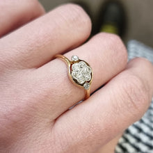 Load image into Gallery viewer, Antique 18ct Yellow and White Gold Diamond Daisy Cluster Ring