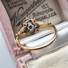 Load image into Gallery viewer, Vintage 9ct Gold Tanzanite and Diamond Cluster Ring from behind