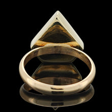 Load image into Gallery viewer, Vintage 9ct Yellow Gold Moss Agate Diamond Shaped Dress Ring