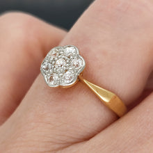 Load image into Gallery viewer, Antique 18ct Yellow and White Gold Old Cut Diamond Cluster Ring