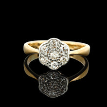 Load image into Gallery viewer, Antique 18ct Yellow and White Gold Old Cut Diamond Cluster Ring