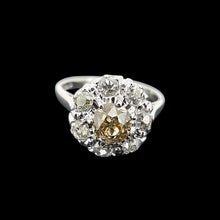 Load image into Gallery viewer, Antique 18ct White Gold Coloured Diamond Cluster Ring, 1.45ct front