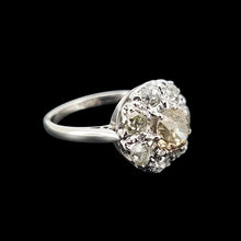 Load image into Gallery viewer, Antique 18ct White Gold Coloured Diamond Cluster Ring, 1.45ct side