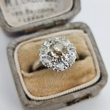 Load image into Gallery viewer, Antique 18ct White Gold Coloured Diamond Cluster Ring, 1.45ct in box