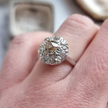 Load image into Gallery viewer, Antique 18ct White Gold Coloured Diamond Cluster Ring, 1.45ct modelled
