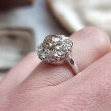 Load image into Gallery viewer, Antique 18ct White Gold Coloured Diamond Cluster Ring, 1.45ct modelled