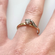 Load image into Gallery viewer, Vintage 18ct Yellow & White Gold Diamond Crossover Ring, 0.23ct modelled