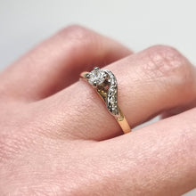 Load image into Gallery viewer, Vintage 18ct Yellow & White Gold Diamond Crossover Ring, 0.23ct modelled