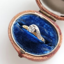 Load image into Gallery viewer, Vintage 18ct Yellow & White Gold Diamond Crossover Ring, 0.23ct in box