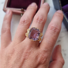 Load image into Gallery viewer, Vintage 9ct Yellow Gold Amethyst Rope Design Statement Ring